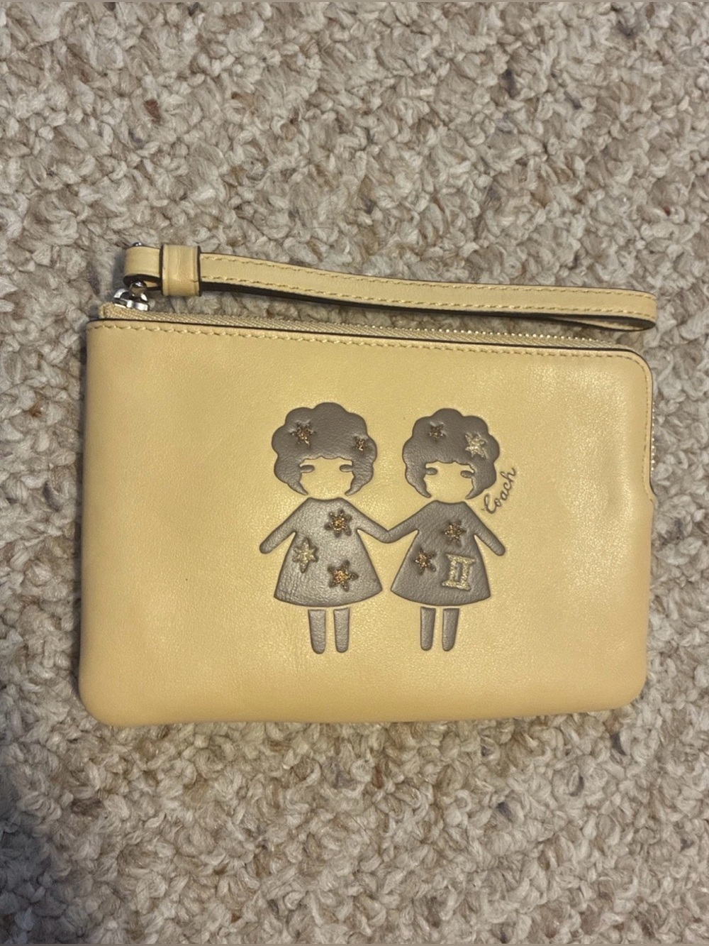 Coach Gemini Yellow Wristlet zodiac EUC